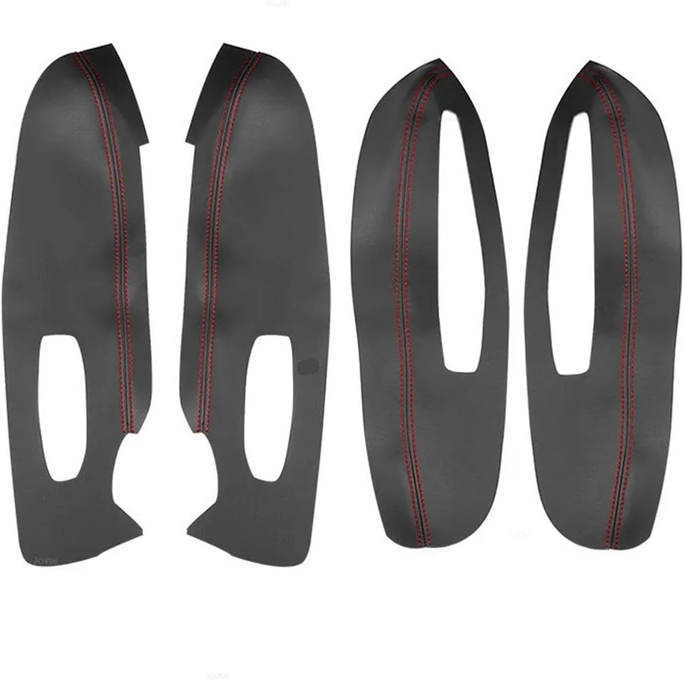For Renault, for Kadjar 2016 2017 2018 Microfiber Leather Door Armrest Panel Cover 4pcs With Mount Fittings Car Interior Accessories Car Interior Door Panel(Black-red line)