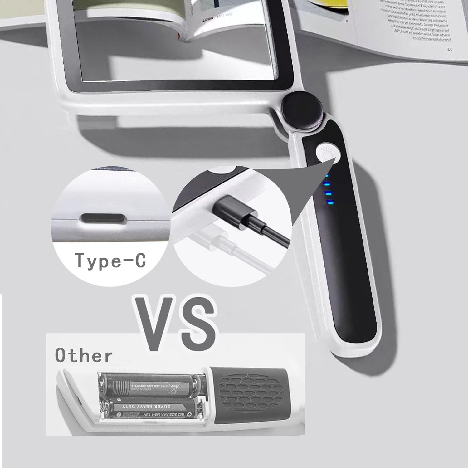 2 Pack Magnifying Glass with Light, Rechargeable Page Magnifier with 3 Light Modes Magnifying Glass for Reading Folding Handheld Lens with Clean Cloth Items for Grandma Grandpa Seniors Book Lovers