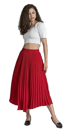 Girl's|Women's Classic Stretchy All Time Trendy Pleated Skirt|Western Skirt |midi Skirt| plited Lehenga Wedding Ghaghra