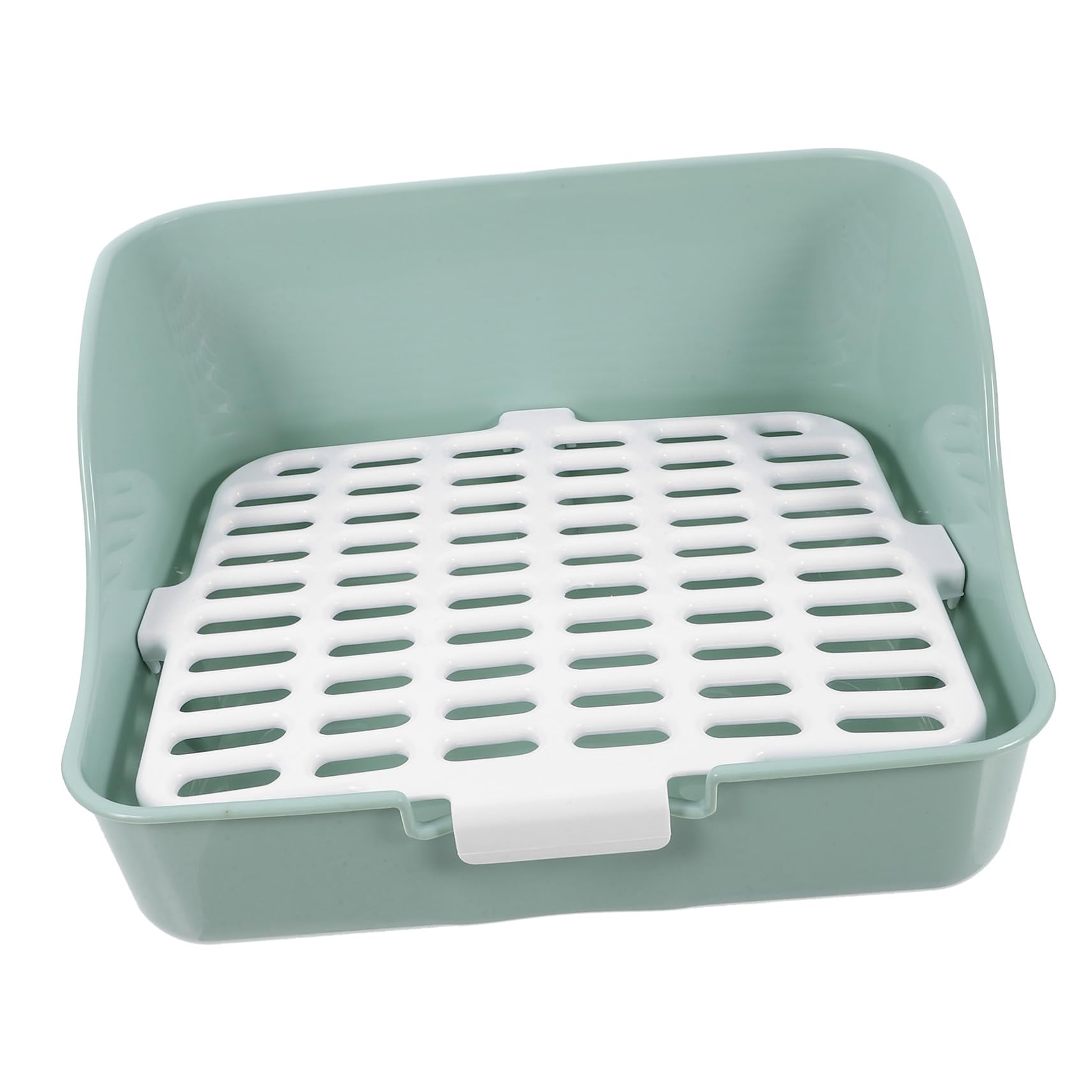 Kaninchentoilette Eckschale aus Abs mit Antispritz Design und Komfortabler Umgebung Große Meerschweinchen Töpfchen für Kaninchen und Zwergkaninchen in Hellem Grün