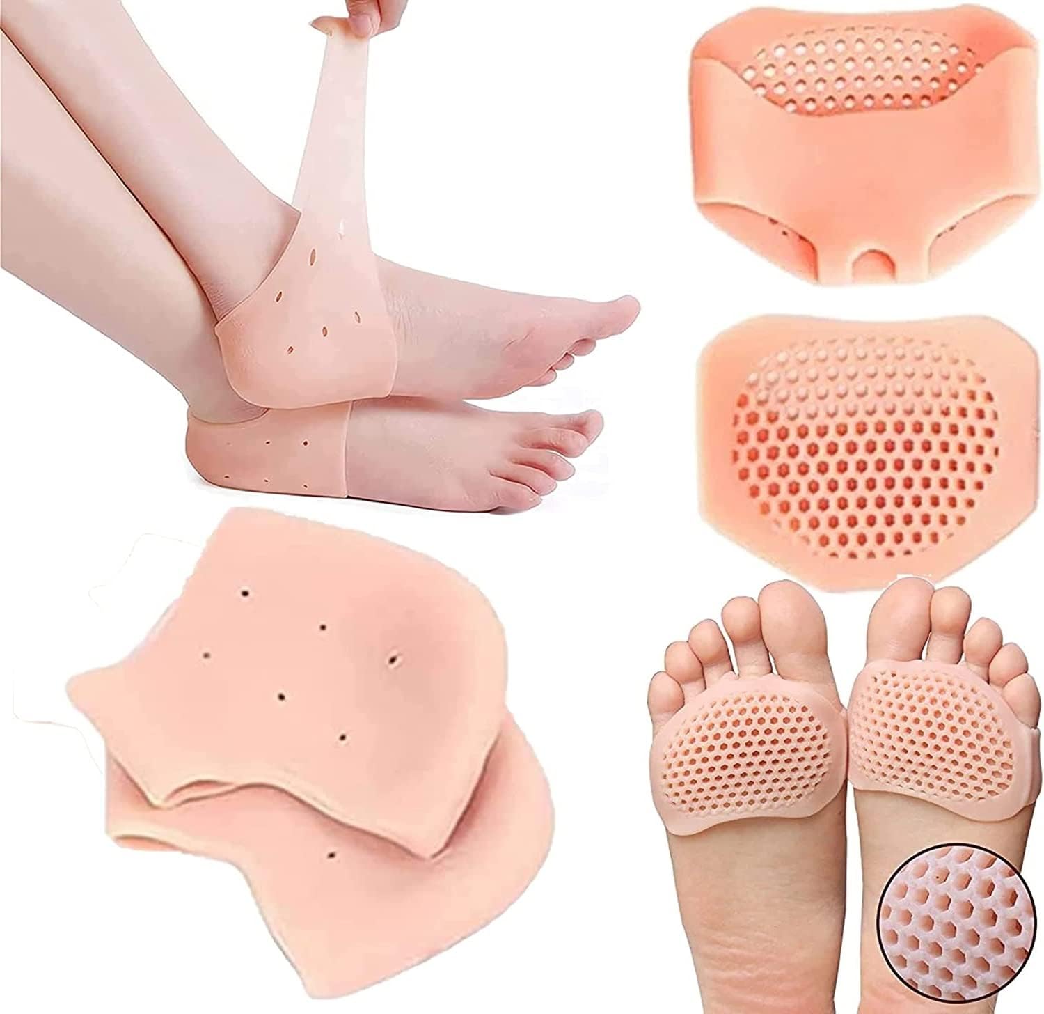 DJ FINDER Moisturizing Silicon Gel Heel Sock, For Foot Care Treatment, Cracked Heels, Dry Feet, Foot Calluses, Cracked Heel Repair Foot Care-Sock For Women For Men (Combo (Half + Toe)),Multicolour DJ FINDER Moisturizing Silicon Gel Heel Sock, For Foot Care Treatment, Cracked Heels, Dry Feet, Foot Calluses, Cracked Heel Repair Foot Care-Sock For Women For Men (Combo (Half + Toe)),Multicolour