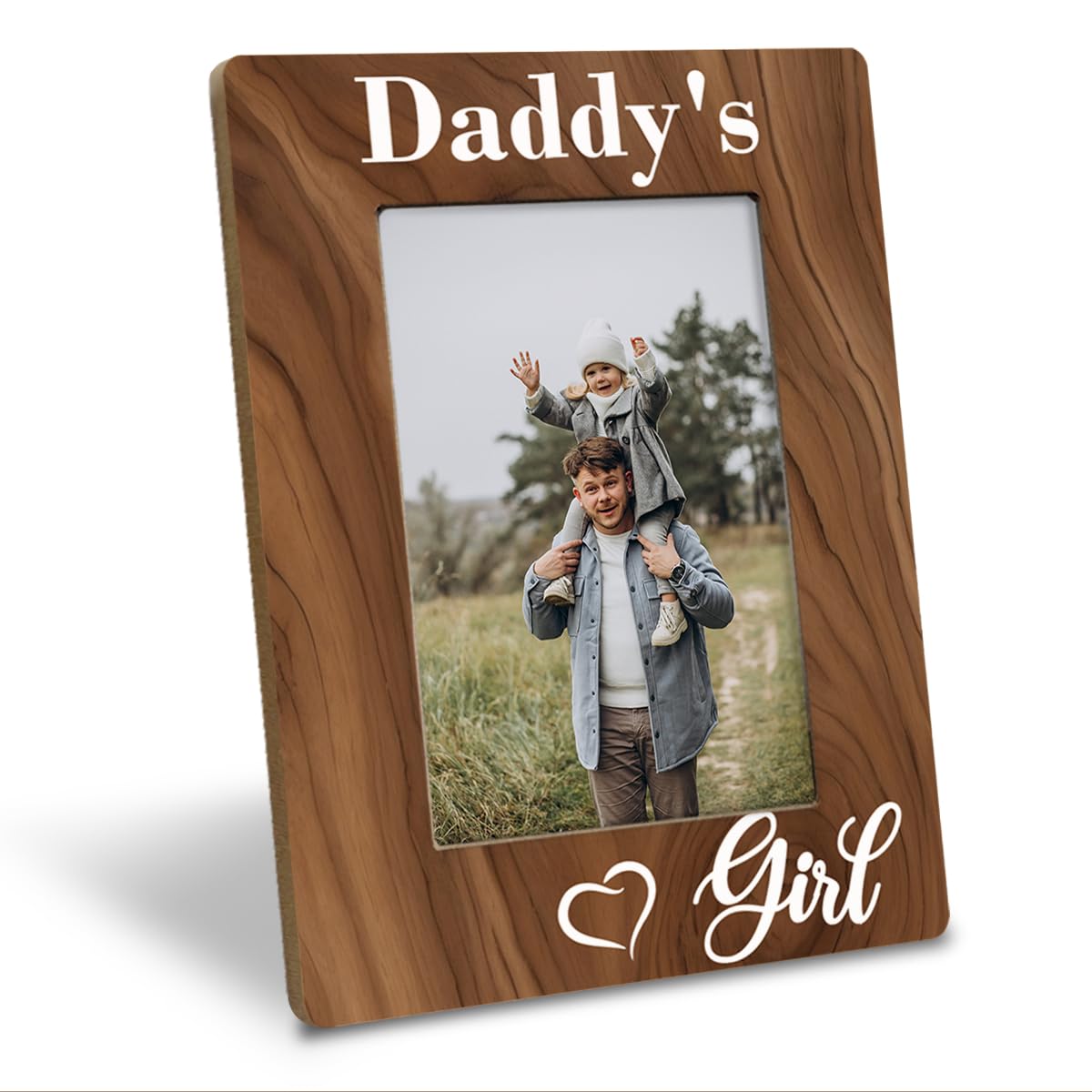 Dad Gift from Daughter, Daddy's Girl Photo Frame, Holds 4 x 6 Inch Photo, Farmhouse Wooden Picture Frame Gift, Daddy & Daughter Photo Frame for Home