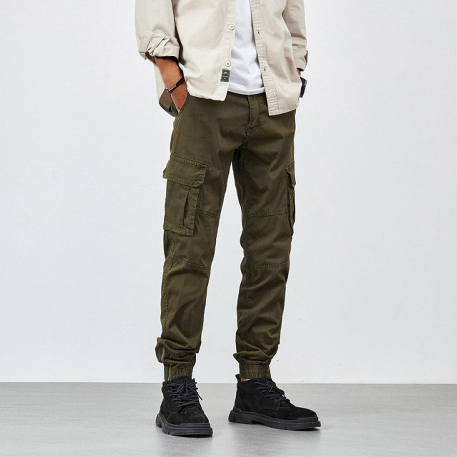 Pantaloni da lavoro da uomo e da jogging, per il tempo libero, con tasche con cerniera, da jogging, da spiaggia, da uomo, per il tempo libero, casual, leggeri, estivi