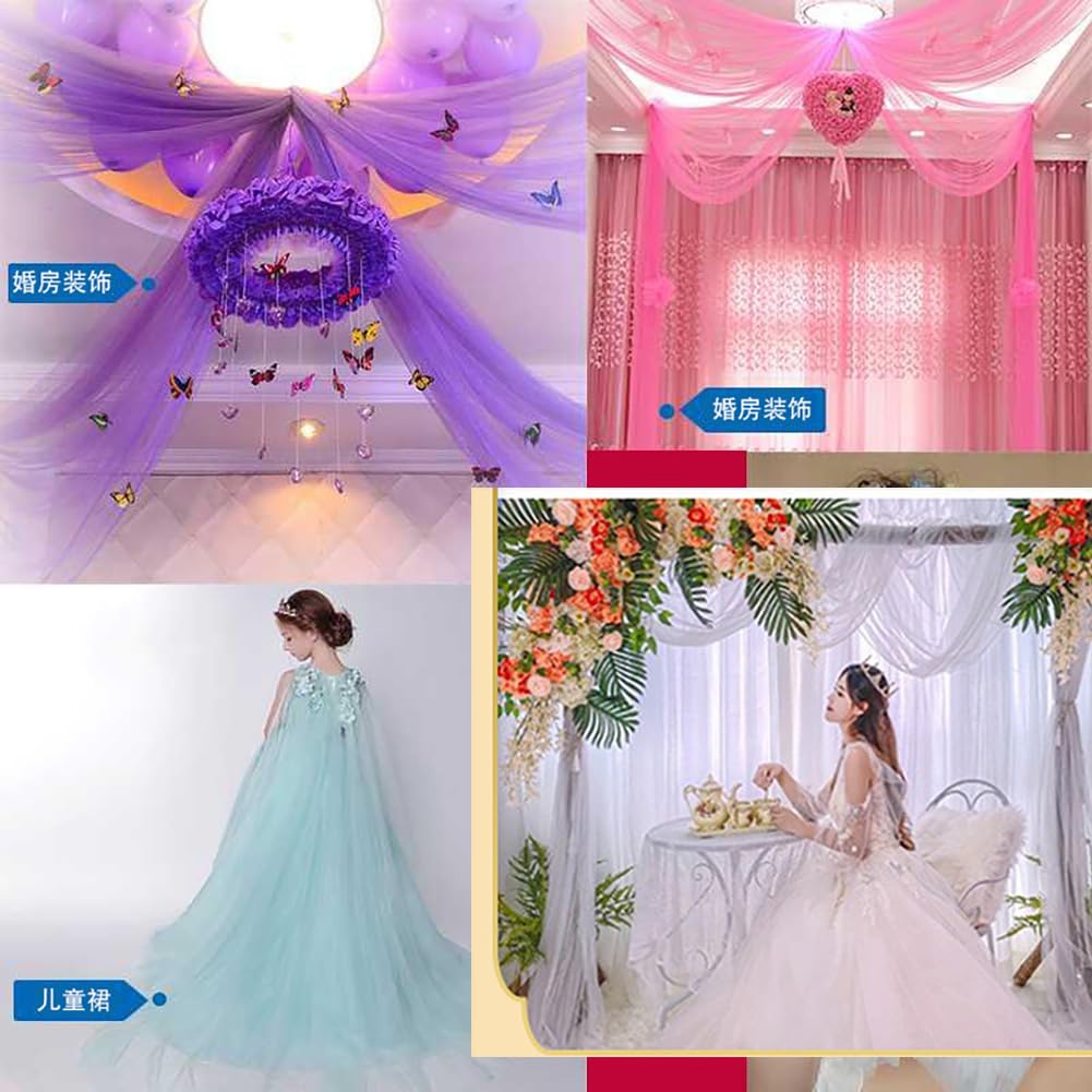 Tüllstoff Tüll Meterware 180M×160cm Durchsichtig Zart Tüllband Dekostoff Tüll Stoffe Netzstoff Hochzeit Vorhang Hochzeitsbogen Freihanddeko Zeremonie Party Deko Kleid Crafts GeschenkReines Weiß
