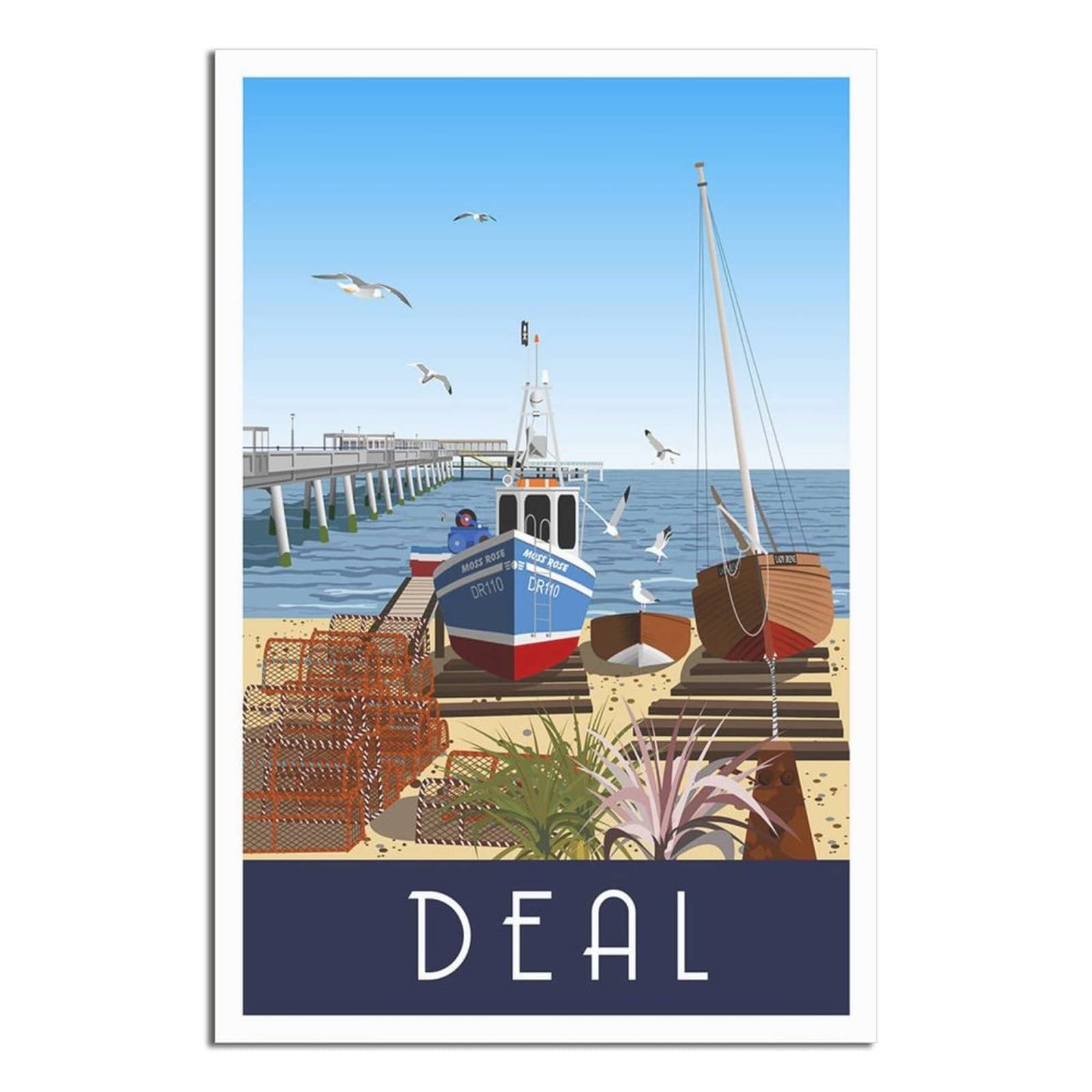 1000 Piece Jigsaw Puzzles for Adults，Deal Seafront Pier Boats Kent 1000 Piece Puzzle Classic Educational Games Beautiful Decoration Puzzle 70x50cm