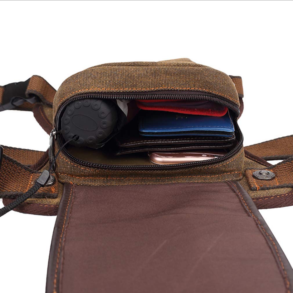 Canvas Drop Leg Bag per Uomo Donna Marsupio Moto Bike Multi-Purpose Coscia Vita Fanny Pack Uomo Viaggi Equitazione Pesca Escursioni Ciclismo All'aperto Pouch Marrone
