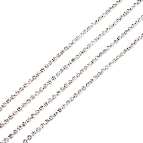 Miniatura 2 de Mega Pet Cadena de diamantes de imitación de latón de 10 yardas, 0.110 in, cadena de copa de cristal transparente para coser flecos, fabricación de