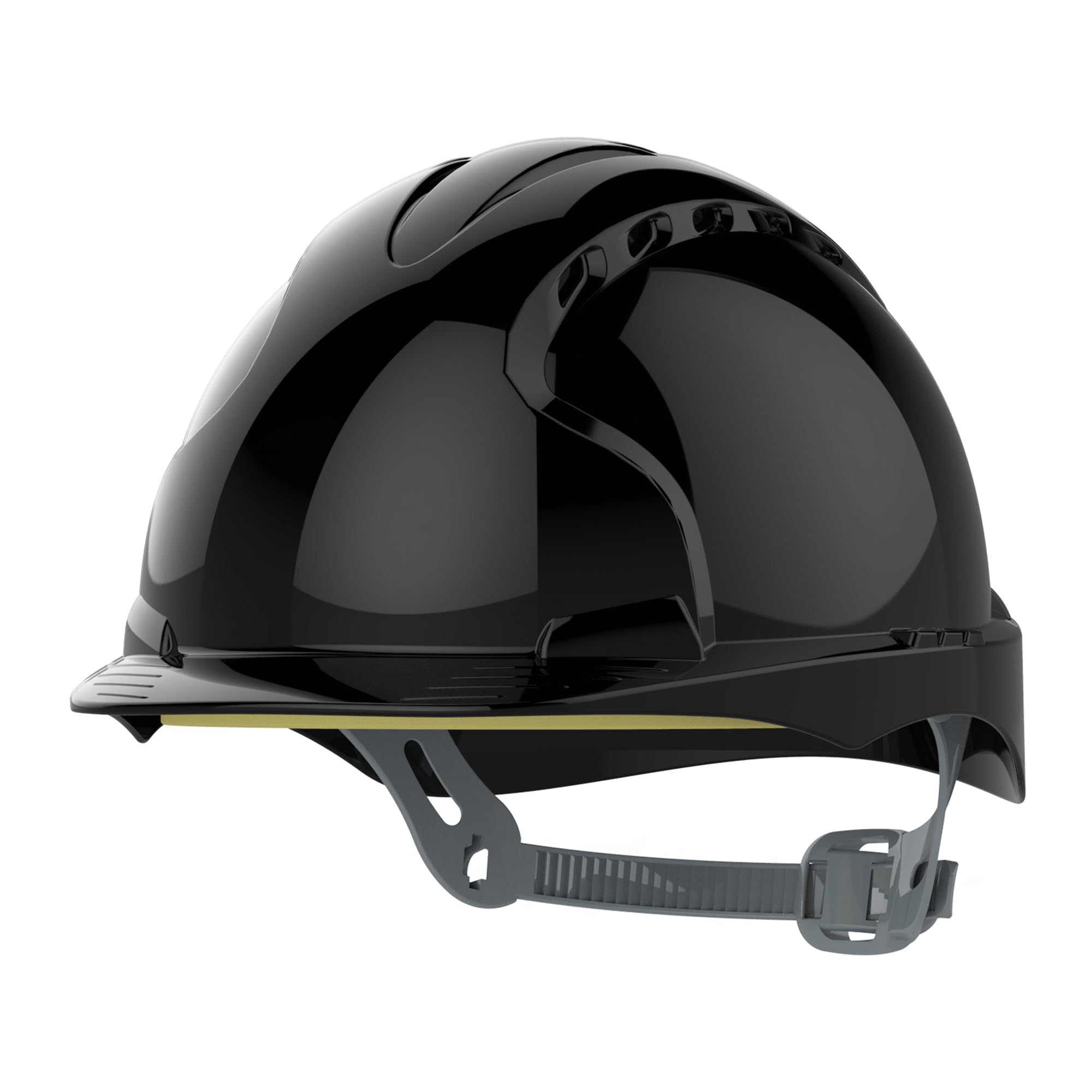 JSP EVO3 Safety Helmet Hard Hat - Vented - Black - Slip Ratchet Adjustment - Comfortable Adjustable Fabric Harness - Lightweight - For Construction, Building, Civil Engineering & Industry - EN397