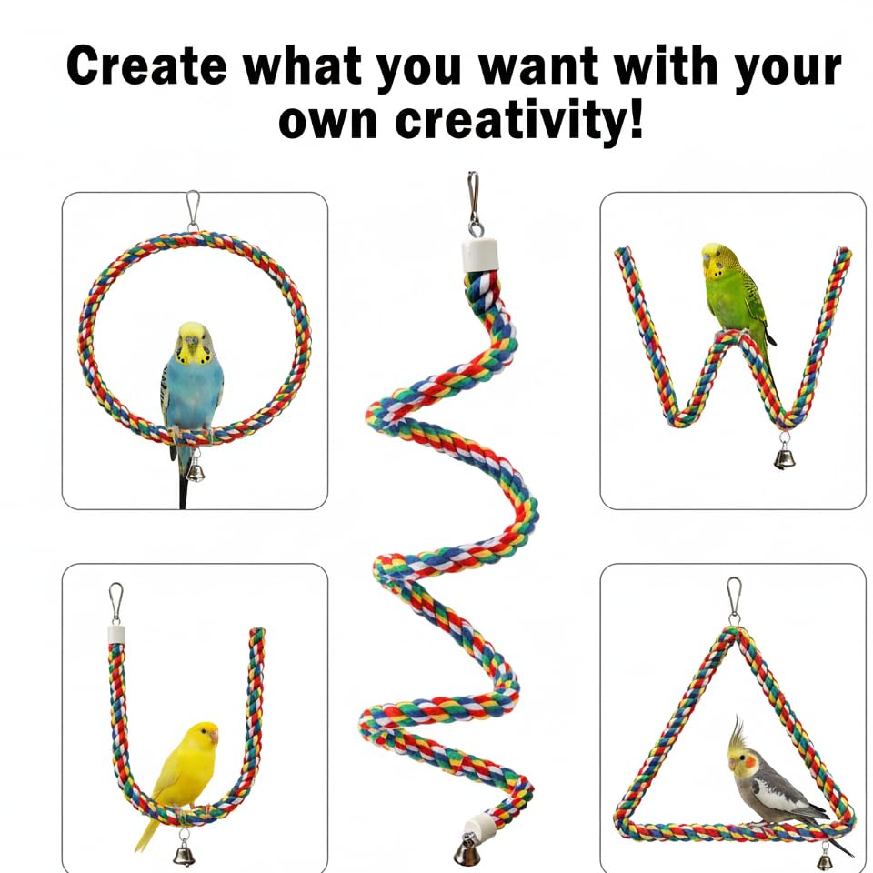 Image of Bird Rope Perch & Birds Swing Set, 40'' /60'' /79''