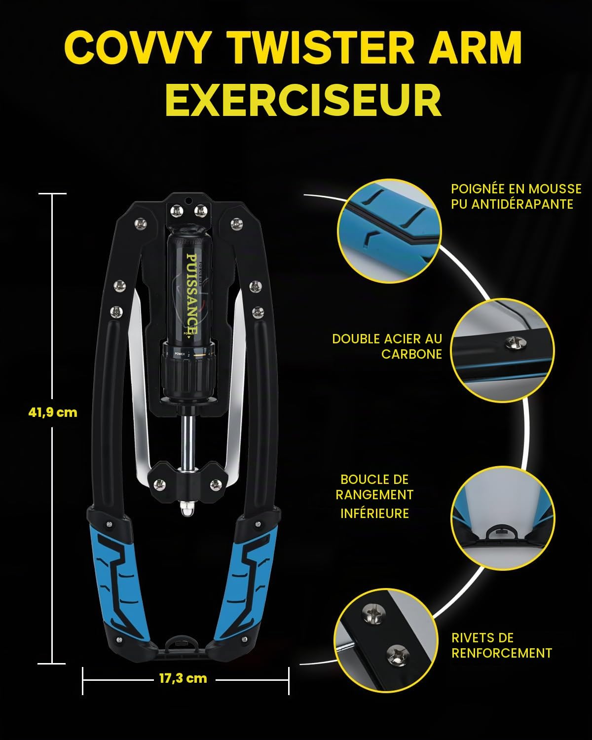 Twister – Exerciseur de Bras réglable de 10 à 200 kg, équipement de Fitness pour entraînement Musculaire des épaules, renforcement des Bras pour Bras, Biceps, abdominaux, épaules