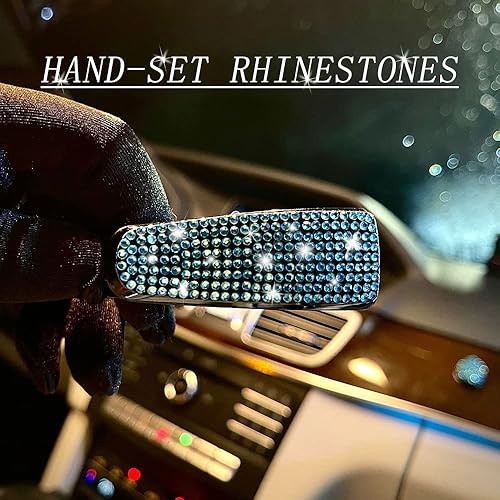 Miniatura 5 de Turcee Juego de 2 soportes para lentes con strass brillantes para parasol de automóvil con esponja antiarañazos, decoración para automóvil para