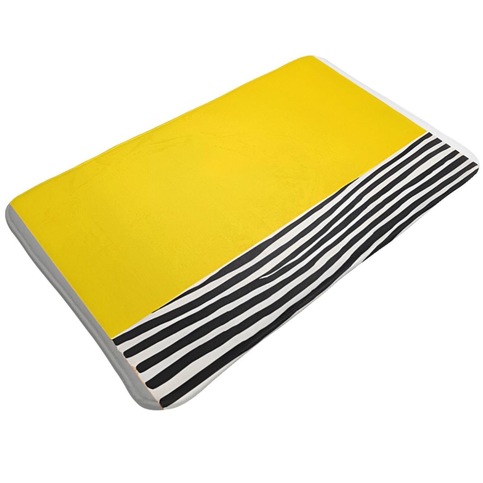 Mustard Yellow and Black Print Print Living Room Bathroom Kitchen Anti Slip and Absorbent Carpet, Indoor Entrance Door Muddy Floor Mat, Ultra Soft Washable Carpet 21x31.5 Inches