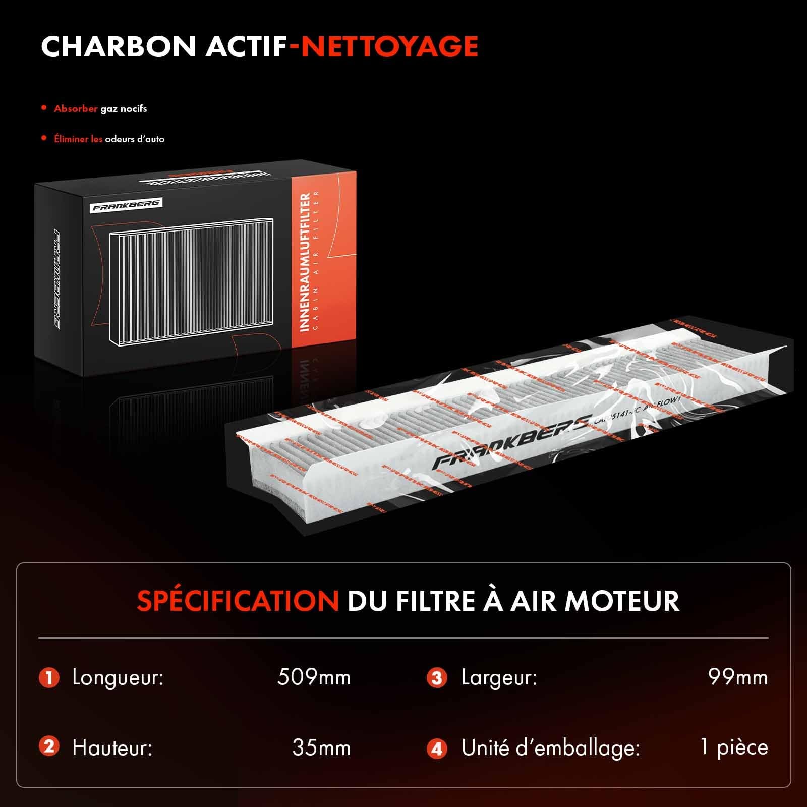 Frankberg Filtre à pollen d'habitacle avec charbon actif CU5141