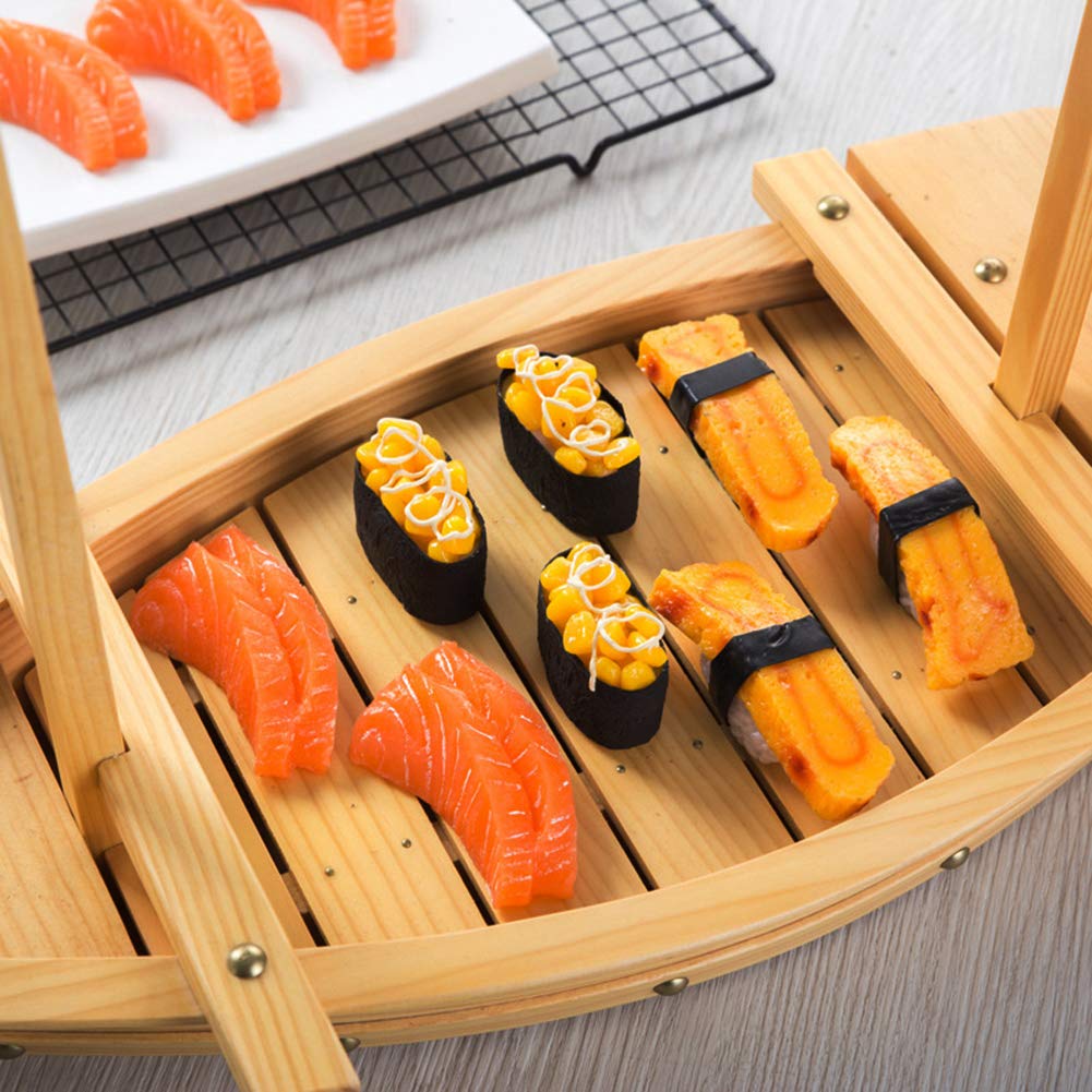 Plateau de service en bambou pour sashimi, présentoir à sushis, idéal pour restaurant, fête ou fête d'anniversaire, 50 cm, plusieurs