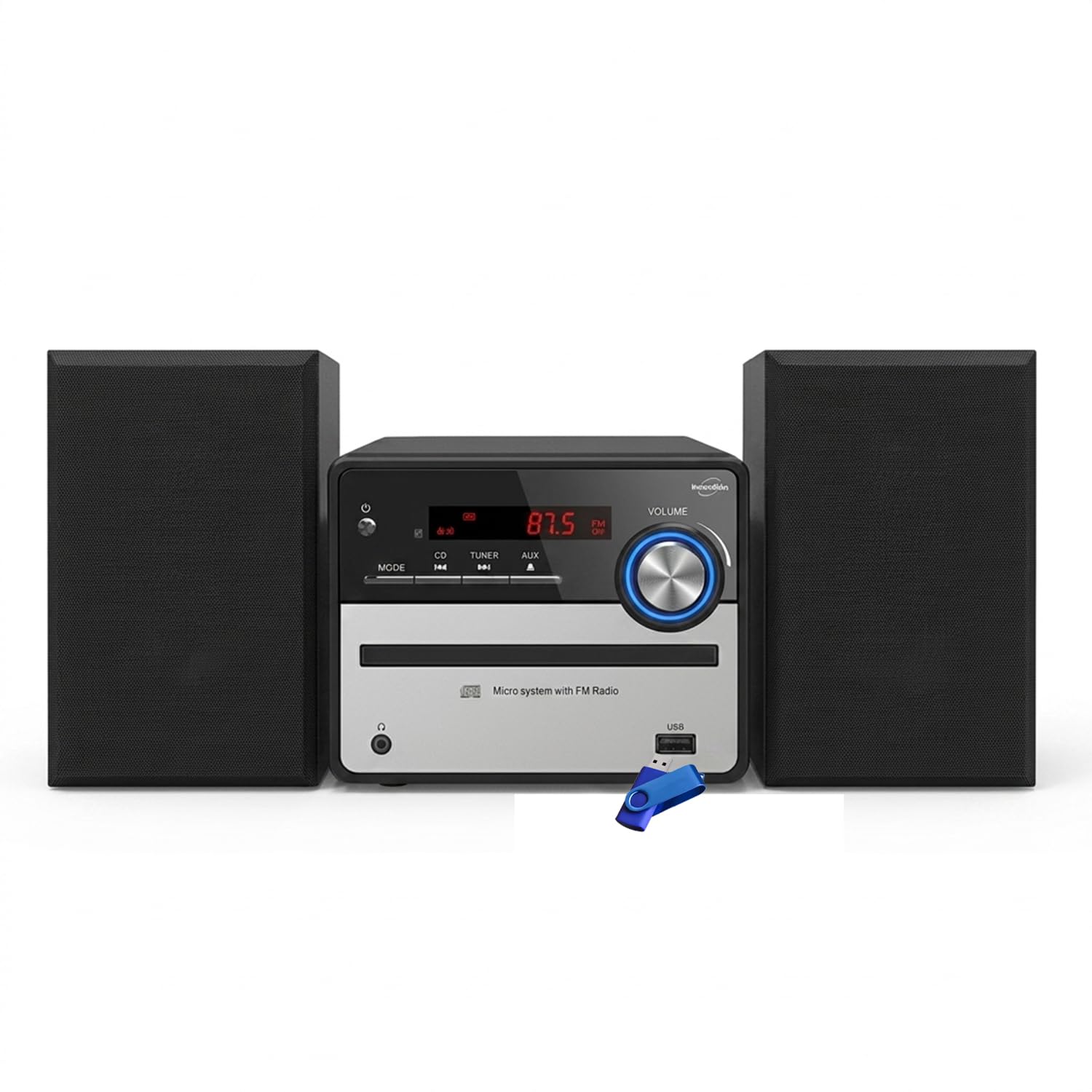 Chaîne HiFi Bluetooth 5.0 Lecteur CD MP3 USB FM 2x25W Noir CH37-BTH + Clé USB 32 Go