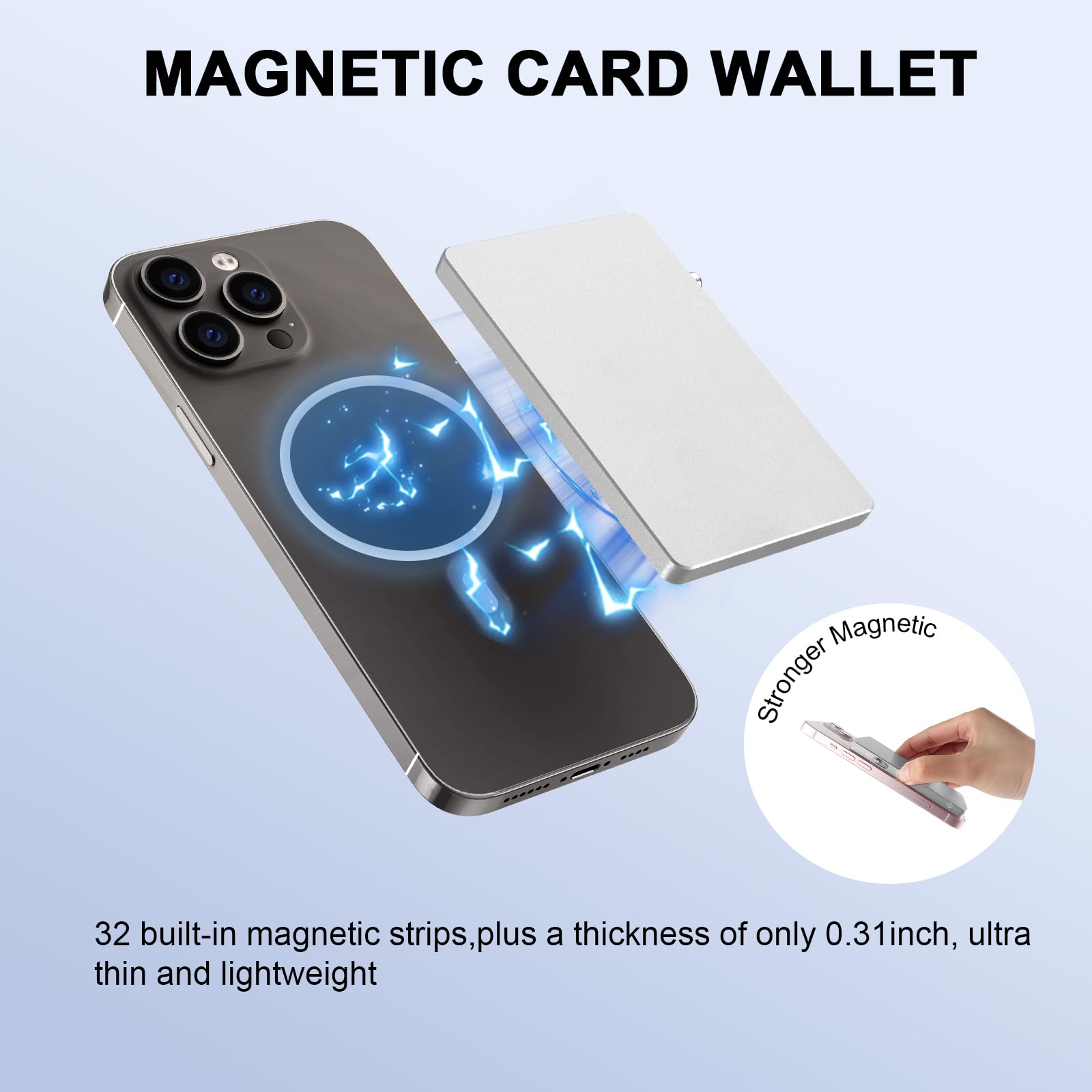 MPVWALT Magnetischer Kartenhalter für MagSafe-Wallet, Pop-Up schlanker Metall minimalistisches Kartenetui für das Telefon