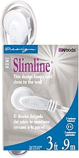 SlimLine 2235 Flat Plug Extension Cord, 2-Wire, White, 3-Foot 12 Pack