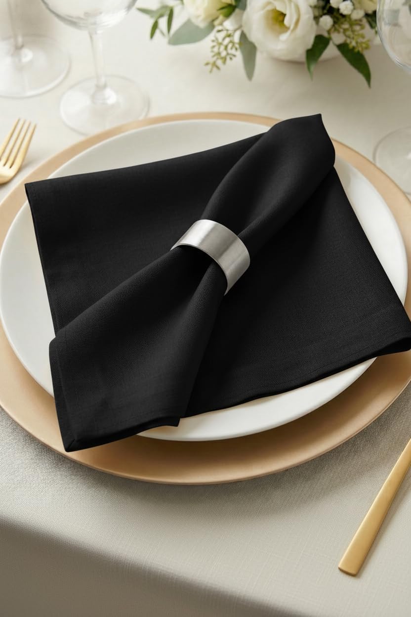 Palisa Polyester Beige Cloth Napkin Set of 12-18x18 Inch