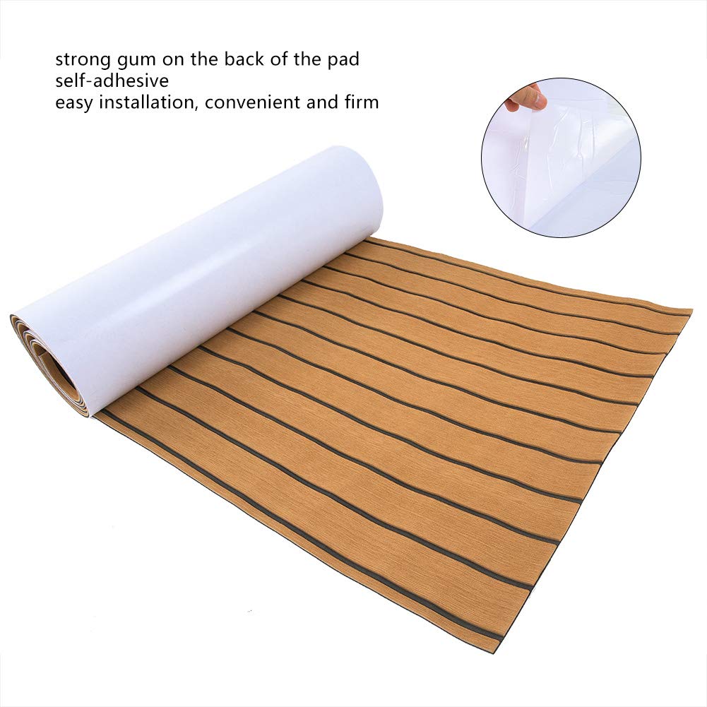 Arkusz tarasowy z imitacji drewna tekowego EVA Deska surfingowa Łódź Jacht Mata podłogowa Podkładka dywanowa (brązowo-czarne paski)
