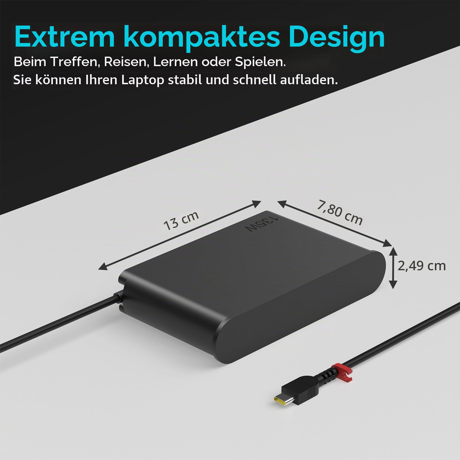 135W USB-C Netzkabel für Lenovo ThinkPad Z16 P16s P15s P14s E16 E15 E14 T16 Yoga/Slim Pro 9 7 6 7i 9i Book 9 ThinkBook 16 14p 14 15 14s 13x IdeaPad Slim/Pro 9 7 5 Legion 9 Laptop Ladegerät Ladekabel