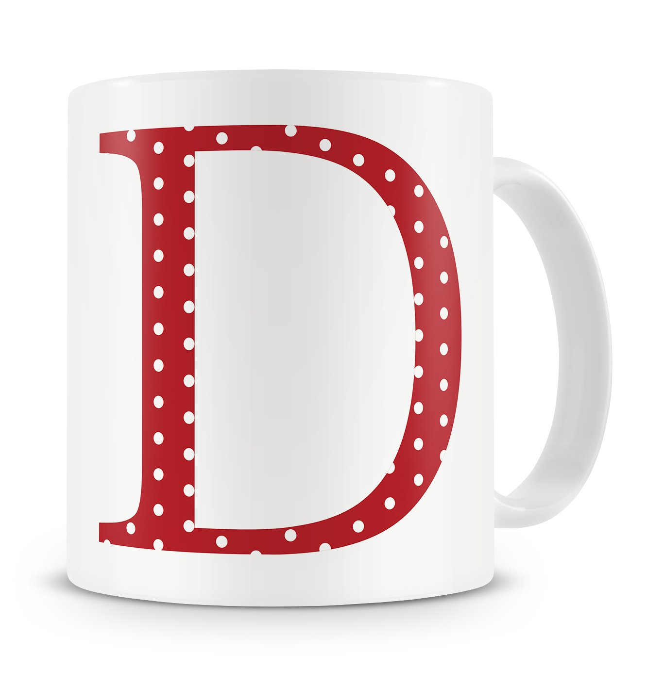 Givagift Red Letter “D” Mug – Letter D Mug, D Letter Mug, D Mug – Mug Gift/Present – Polka Dot Style – Modern/Cool/Trendy Style Mug (Red)
