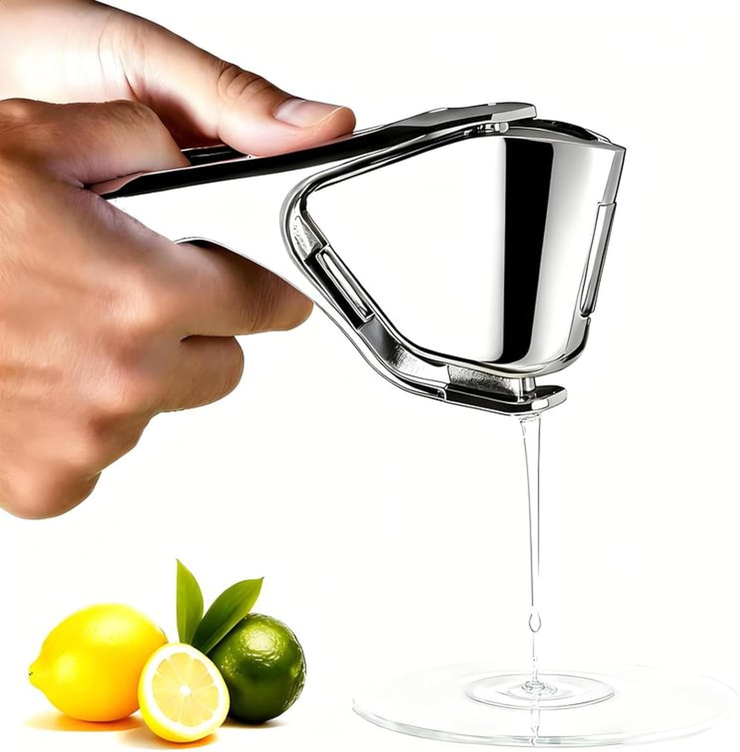 Stainless Steel Handheld Lemon Juicer for Citrus Fruits – Silver