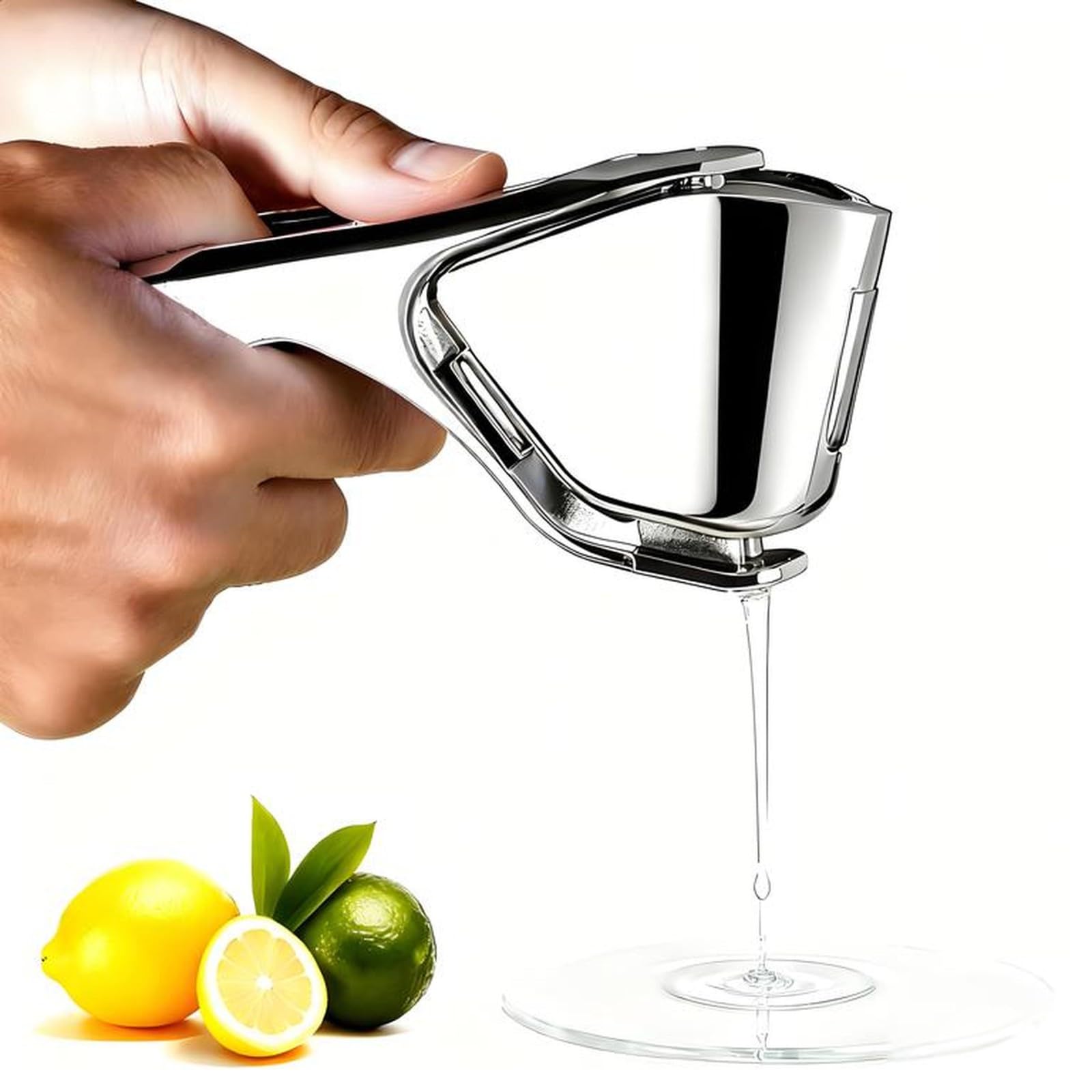 Lemon Squeezer Stainless Steel Lemon Juicer Hand Juicer Manual Citrus Squeezer Handheld Squeeze Lemons Citrus Lime Orange Silver