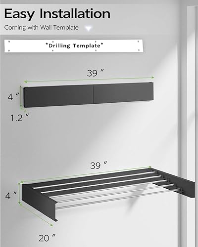 Miniatura 6 de Vikaqi Clothes Drying Rack Wall Mounted, 31" Drying Rack Clothing Retractable, Laundry Drying Rack Space Saving, Collapsible Drying Racks for