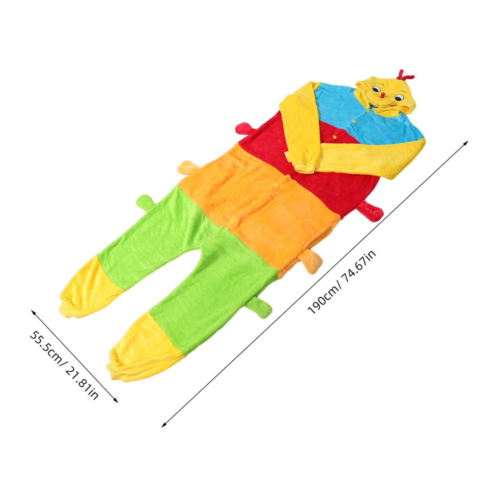 Healeved Flanell Caterpillar Onesie Schlafanzug für Damen und Cartoon gemütlicher Einteiler mit Kapuze Weiche Warme Winter Loungewear Bequemes Einfaches An Ausziehen Bunter Tier-Schlafanzug