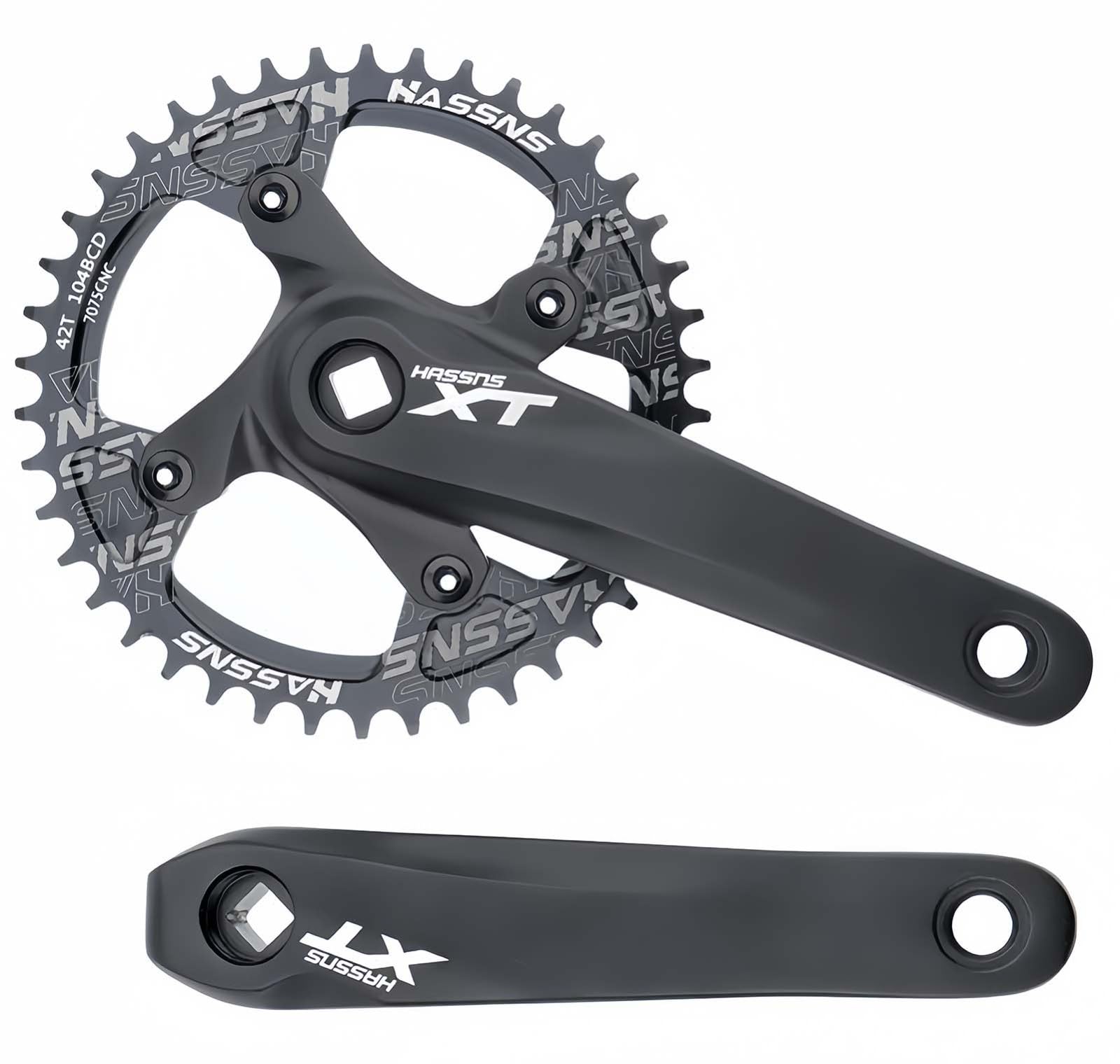 Platos Y Bielas Bike Square Taper 170Mm 104BCD 32/34/36/38/40/42T Plato Monoplato Platos Y Bielas Mountain Bike para 7/8/9/10/11 Velocidad