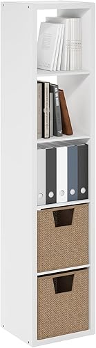 Miniatura 9 de Furinno Organizador de almacenamiento de cubos decorativos con parte trasera abierta, 2, roble oscuro