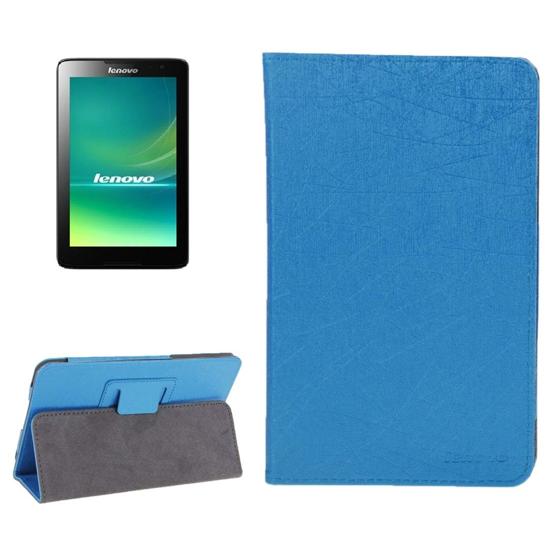 LLLi Mobile Accessories Oracle Texture Magnetic Leather Case with Holder for Lenovo A7-50 / A3500(Black) (Color : Blue)