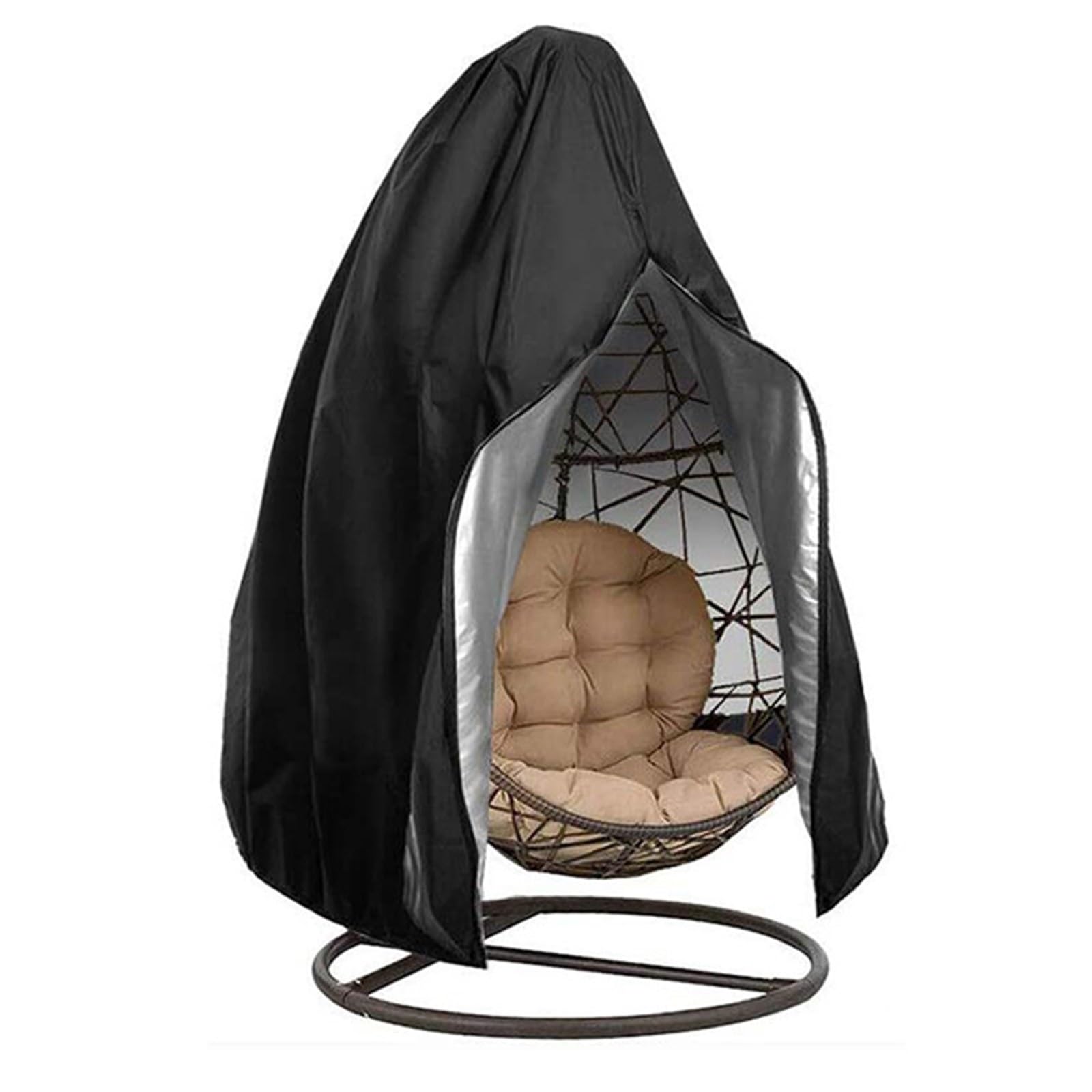 Housse pour Fauteuil « Egg » de Jardin, Housse de Chaise Egg Suspendue Soleil avec Fermeture éclair Noir, Gris 190x115cm