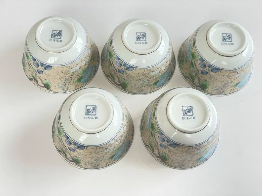 出雲　若山製陶所　釉下緑彩　煎茶器　揃　箱入　アンティーク 前畑 庫山窯 わらべ 茶器揃 急須 湯呑み 5客セット 金彩白磁