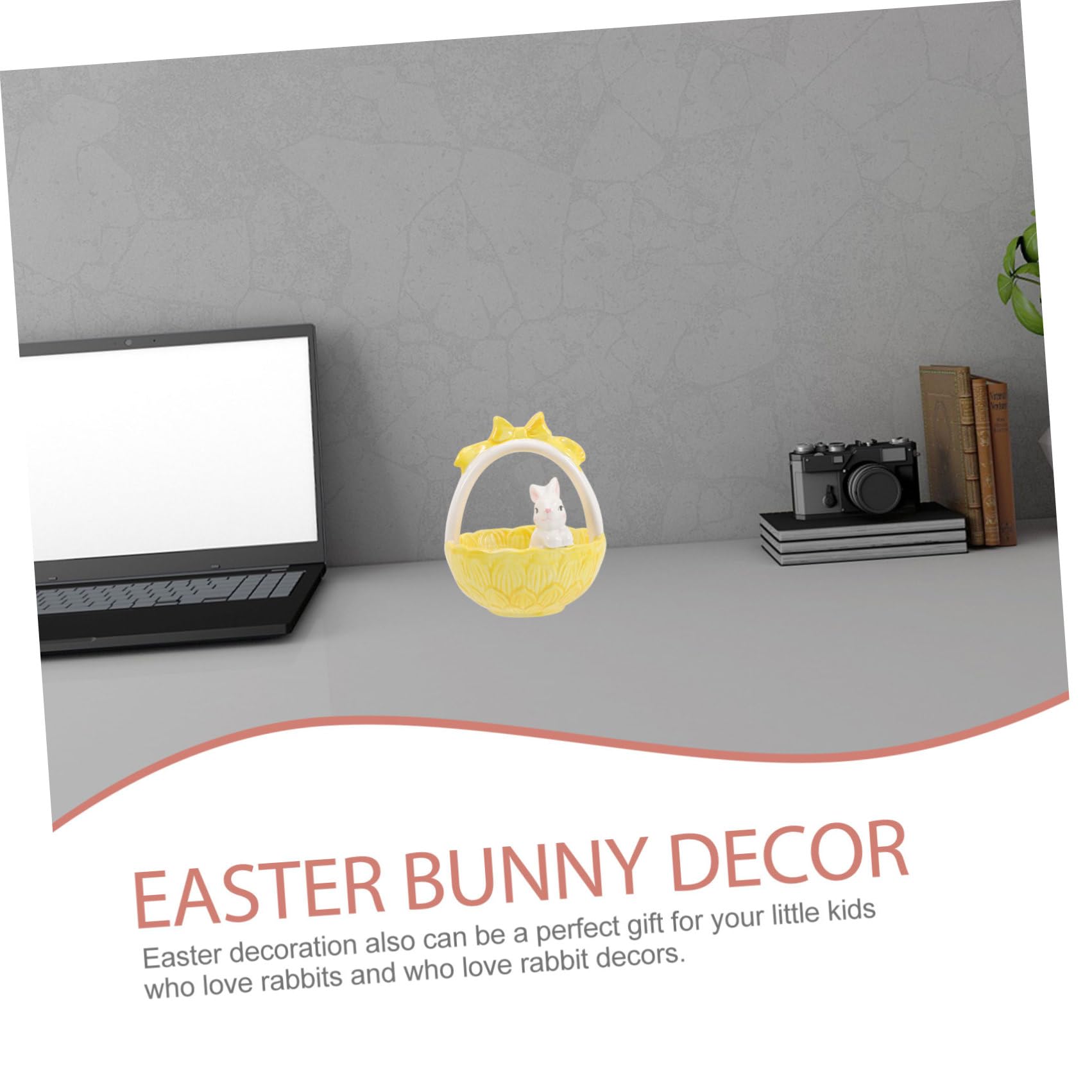CLISPEED Decorazione Coniglio di Pasqua in Ceramica a Forma di Cestino, Ornamentale per Casa e Giardino, per Festa di Pasqua e Arredamento Tavolo