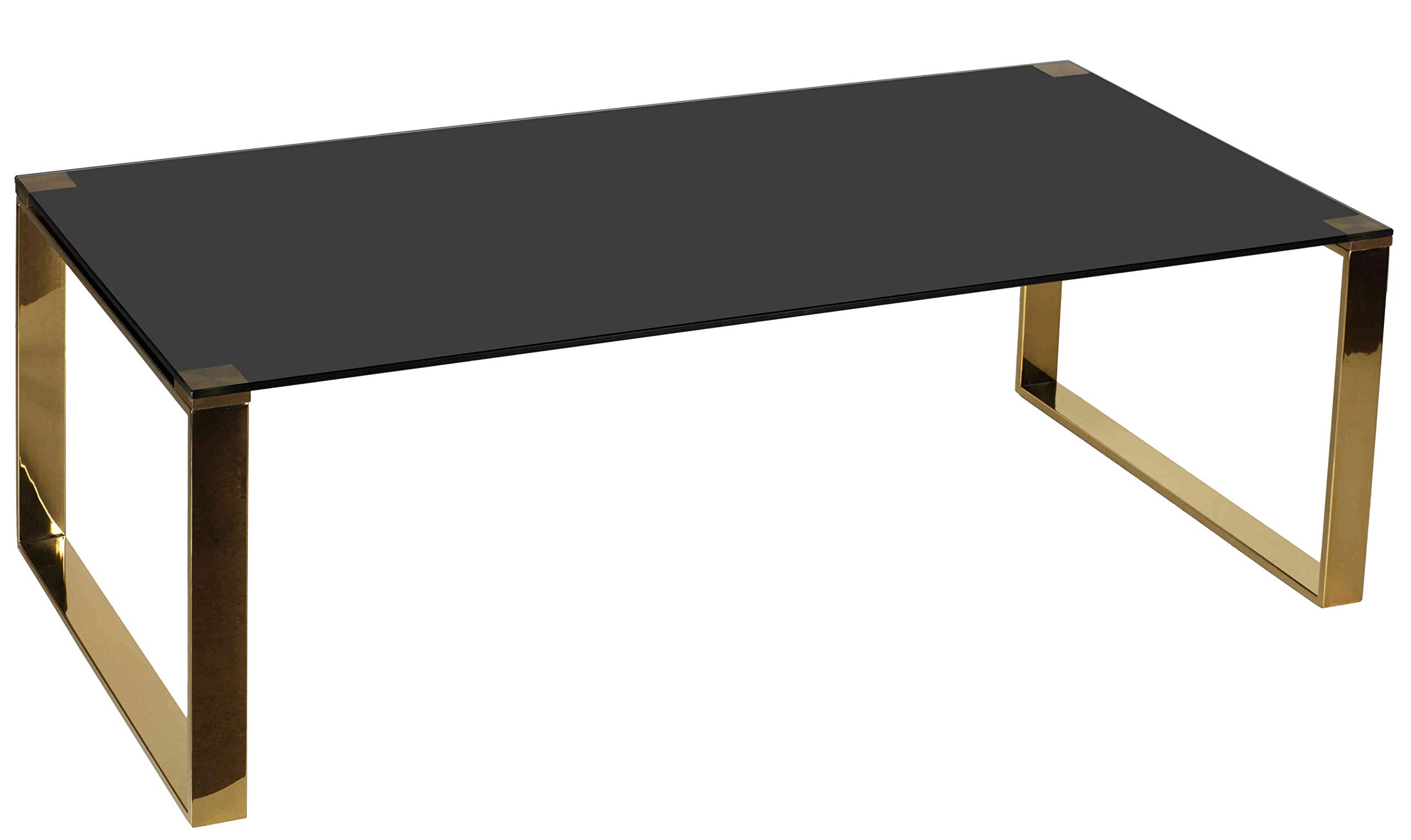 Cortesi Home Remini Coffee Table, Gold Metal and Black Glass