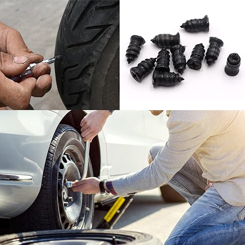 Miniatura 5 de Taiss 20 clavos de goma para reparación de neumáticos (10 cada uno, grandes y pequeños), clavos negros para reparación de neumáticos de automóvil,