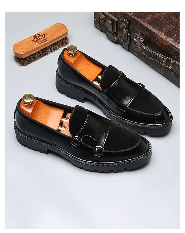 Mens Casual Shoes Slip On Loafers Dress Shoes for Men Fashion Prom Wedding Suede Monk Strap Loafers Comfortable Business Tuxedo Moccasins4