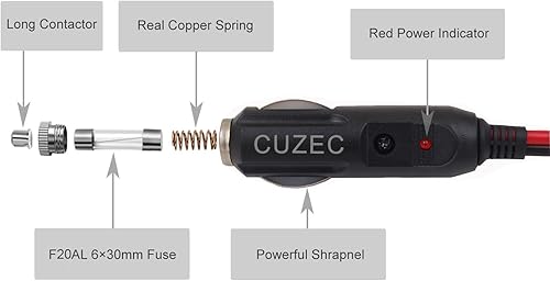 Miniatura 2 de Cable de carga de liberación rápida con fusible de 20 A y luz LED de CucEC de 5.9ft, 14 AWG, 12 V