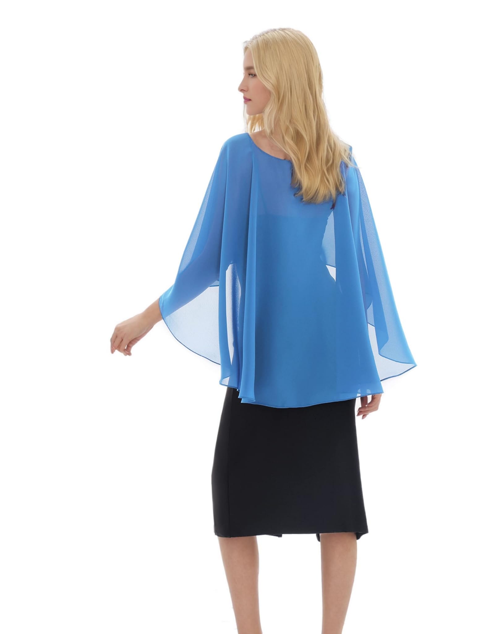 Generisch Étole en mousseline de soie pour femme - Élégante écharpe légère et douce - Pour robe de soirée