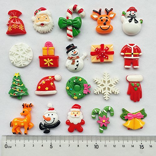 Libiiine 20Pcs Mix Lots Christmas Tree Snow Beer Resin Flatback Button Art Album Flatback Scrapbooking Embellishments Diy Decoration Scrapbooking Craft Accessory #TOP1