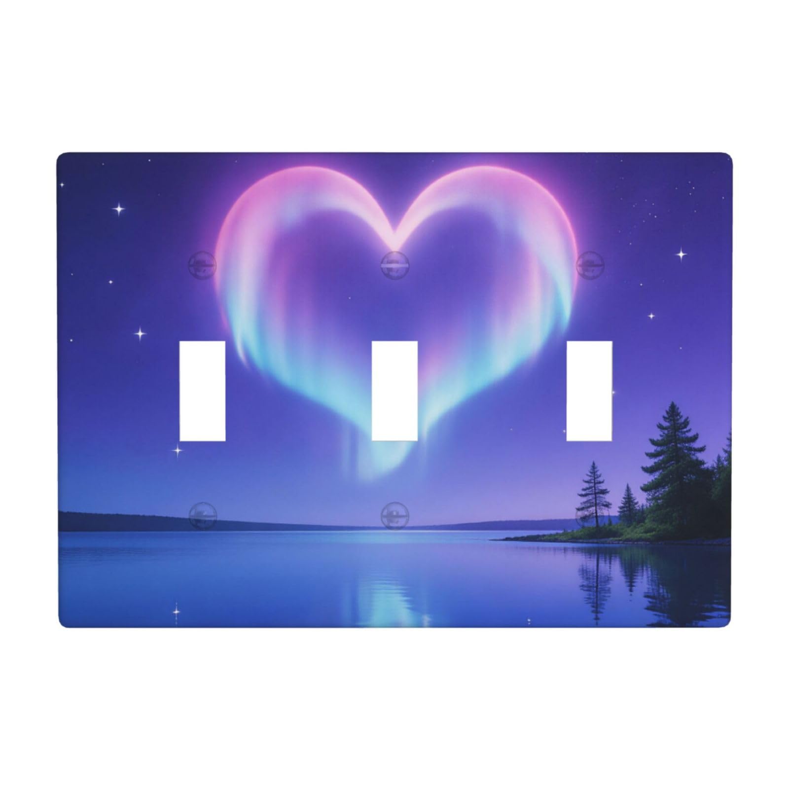 Heart Aurora 3 Gang Switch Plate Cover-Unbreakable Polycarbonate Wall Plate, Heat Resistant Toggle Switch Decor for Home