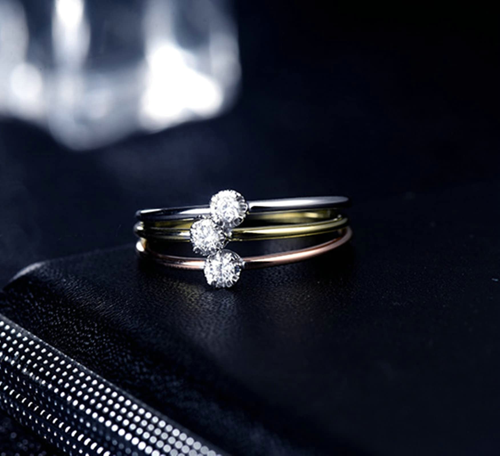 KnSam Mujer Anillo, Estilo Clásico 18 K Oro Amarillo Diamante Anillo De Bodas Oro
