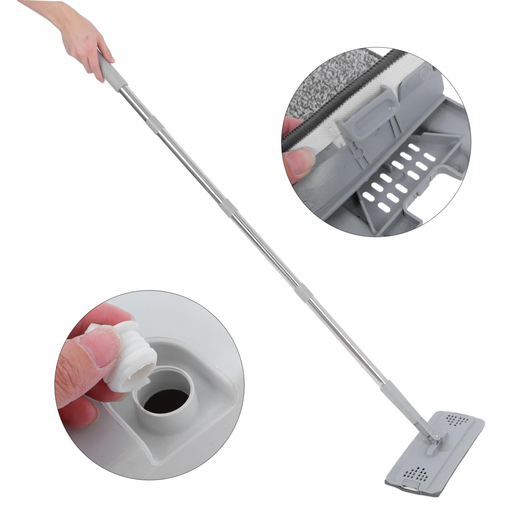 KOMBIUDA Mop Pavimenti Wet Dry Floor Mop con Secchio Strizzatore, Panni in Microfibra Riutilizzabili, per Finestre e Piastrelle, Bianco