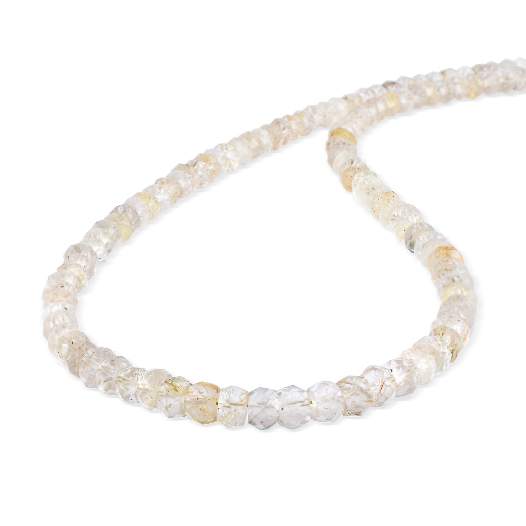 Collar de rutilo dorado natural: cadena de plata 925 con piedra preciosa de cuarzo de cristal facetado redondo – elegante regalo de joyería de rutilo para mujeres, Gema Plata
