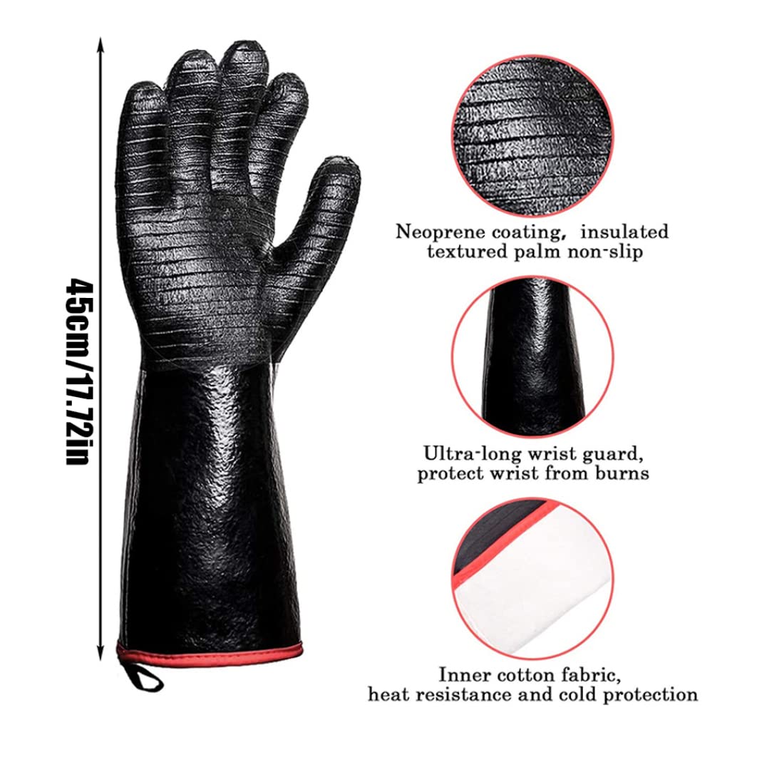 Guantes de barbacoa Guantes de fuego largo y resistentes a los guantes resistentes al fuego resistente al aceite y al agua para la barbacoa (medio 17.7) Uso del hogar de verano