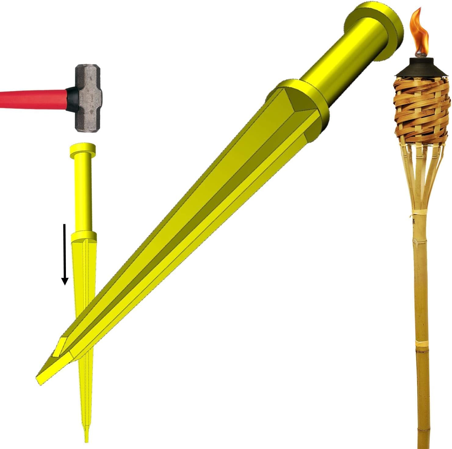 Keyfit Tools Tiki Torch Tool Solid Steel, Make Perfectly Straight Pilot Holes for Tiki Torches Bust Through Rock, Hardpan & Clay! Works with Bamboo Garden Torches, Copper Torches, Torch Fuel Oil