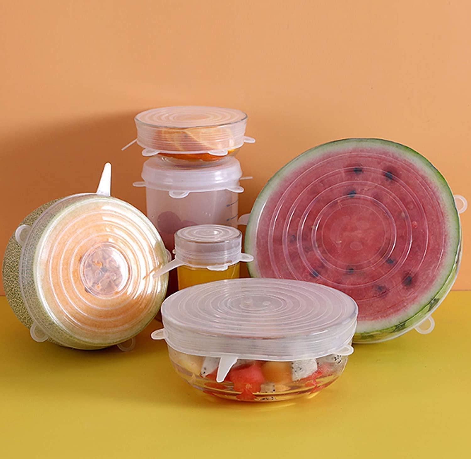 ZELKEY Silicone Stretch Lids, Various Sizes Durable Food Bowl Cover, Expandable Fresh-Keeping Cover (Pack of 1)(COLOR MAY VARY) 2