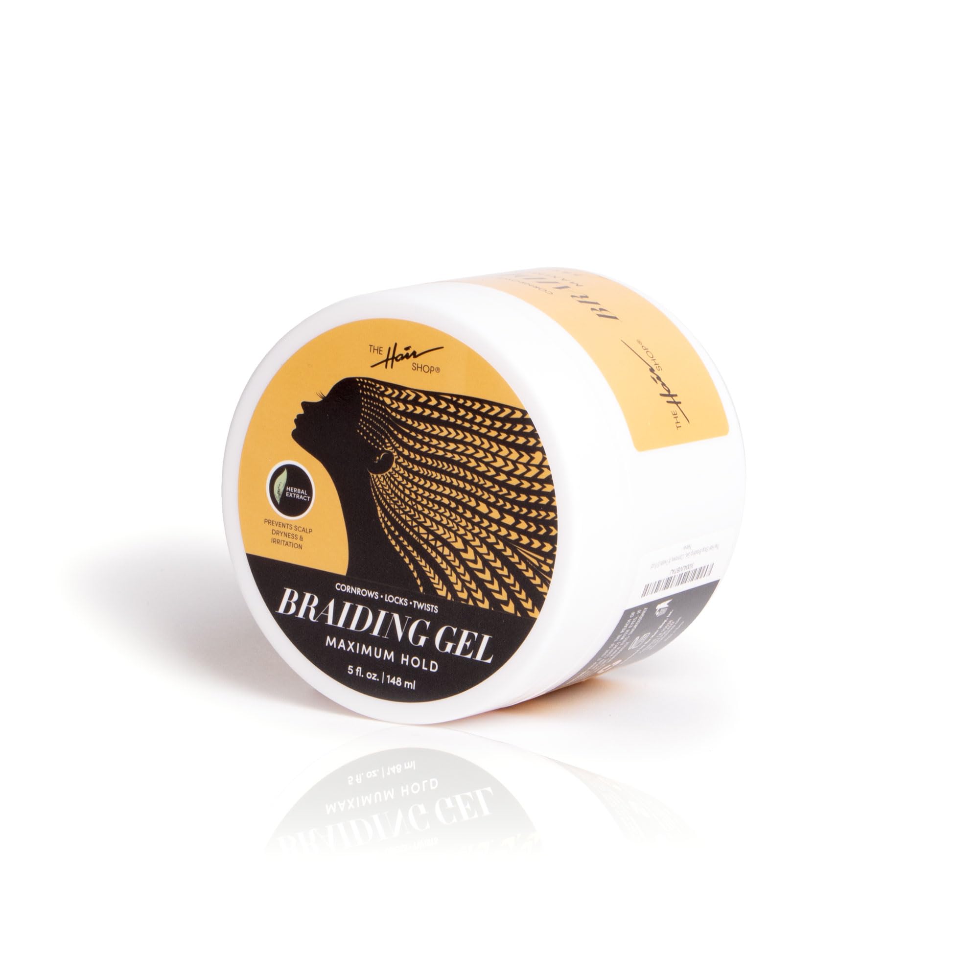 The Hair Shop Braiding Gel, Maximum Extreme Hold to Smooth & Tame Frizz, Made w/Herbal Leaf Extract for No Flakes or Drying, Adds Shine & Holds Braids, Locks, Cornrows, & Twists (5 fl oz)