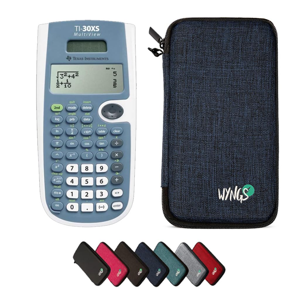 TI-30XS MultiView inkl. WYNGS Schutztasche Blau - Wissenschaftlicher Taschenrechner - Basic Set